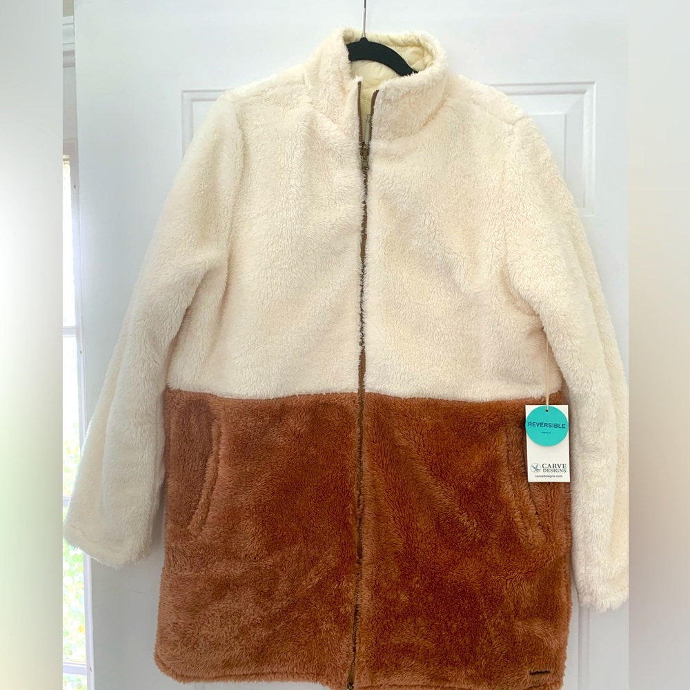 Carve Designs reversible quilted fuzzy teddy coat